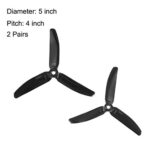 uxcell RC Propellers 5040 5×4 Inch 3-Vane Multi-Rotor for Aircraft Toy, Nylon Black 2 Pairs