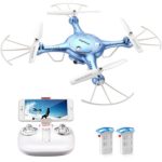 DoDoeleph Syma X5UW FPV RC Drone with 720P HD Wi-Fi Camera Live Video Training Quadcopter for Beginners- Altitude Hold Headless Mode Gravity Sensor One Key Return Includes Bonus Battery Blue