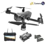 HSCOPTER Foldable Drone with WiFi FPV Live Video 4K Camera and 720P Optical Flow Positioning Camera,RC Drone Quadcopter for Adults Kids,Altitude Hold/Headless Mode/Trajectory Flight/APP Control
