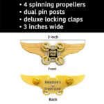 BL4-005 Gold Full size UAS FAA Commercial Drone Pilot Wings pin with spinning propellers