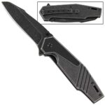 Armory Replicas Death Drone Folding Pocket Knife – 440 Stainless Steel Stonewash Blade, G10 Handle, Spring Assisted Hybrid Sheepsfoot/Drop Point Blade, Tactical EDC Knife with Belt Clip