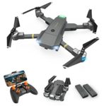 Drones with Camera, Fansteck RC Quadcopter Foldable Drone, One Key Take Off & Land / WIFI FPV Drones with Camera 720P / Altitude Hold / Headless Mode 2 Batteries, 2.4Ghz 4 Channel 6-Axis Gyro – Grey