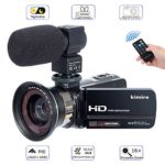 Camera Camcorder Kimire HD 1080P 16X Powerful Digital Zoom Video Camera with Microphone and Wide Angle Lens 3.0 Inch Screen 24 MP Remote Control Infrared Night Vision Recorder (3051STRW-Black)