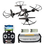 X400WH FPV Quadcopter Drone with Camera Live Video 720P, 2 battery and Fireproof Pouch, 2.4GHz 4CH 6-Axis Gyro Altitude Hold Hover Drone, RTF Quadcopter with Headless Mode, One Key Return Black