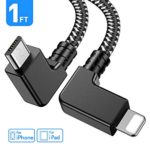 Obeka Compatible 1FT 90 Degree Micro USB to iOS Phone Tablet OTG Data Cable Right Angle Connector Cord DJI Spark, Mavic Pro, Platinum, Air, 2 Pro, Zoom Remote Controller Accessories (1 Pack)