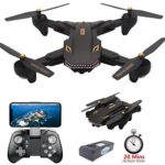 Teeggi VISUO XS809S Drone with Camera Live Video WiFi FPV RC Quadcopter with 720P HD Camera Foldable Drone for Beginners – Altitude Hold Headless Mode One Key Off/Landing APP Control Long Flight Time