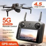 5G HD Dual Camera GPS Drone with 360° Laser Obstacle Avoidance,3,280ft RC Range, Brushless Motor, Optical Flow Positioning, Follow Me, Circle Fly, Return Home, Low Voltage Protection, APP Control, 4.5 Inch Screen, 7.4V 3000mAh 2 Batteries (30 Min Flight), ABS Durable, 4GB SD Card, Carry Case, 8 Propellers, Type-C Charging Cable