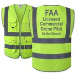 JKSafety 9 Pockets Class 2 High Visibility Zipper Front Safety Vest With Reflective Strips, HQ Breathable Mesh,Meets ANSI/ISEA Standards(Large, Drone-Yellow)