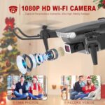 Wipkviey Drone with Camera for Adults, 1080P HD FPV Drone for Kids, T27 Foldable RC Drone with 3D Flips/Altitude Hold/Gesture Selfie/Waypoint Flight, 2 Batteries and Case, Gifts for Boys/Girls Beginners