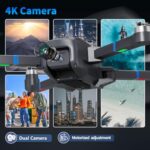 Toladrone TL16 Brushless Motor Drone with 4K HD Camera, FPV Drone for Adults, Optical Flow Positioning Headless Mode 90° Motorised Adjustable Lens, Foldable RC Quadcopter for Beginners, Blue