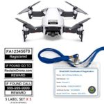 Mavic Air – FAA Drone Identification Bundle – Labels (3 sets of 3) + FAA UAS Registration ID Card for Commercial Pilots + Lanyard and ID Card holder