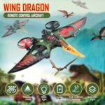 jaming Pterodactyl Dinosaur Toys Drone for Kids and Adults Easy to Fly Dragon Remote Controlled Aircraft for Beginners Hobby RC Plane Toys Birthday Gifts for Boys Remote Control Gecko