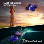 UNTEI 2 In 1 Mini Drone for Kids Remote Control Drone with Land Mode or Fly Mode, LED Lights,Auto Hovering, 3D Flip,Headless Mode and 3 Batteries,Toys Gifts for Boys Girls (Blue)