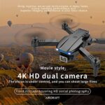 Drone Dual Cameras Dual Batteries 4k High-Definition Aerial Photography Folding Four-Axis Aircraft Fixed Height Remote Control Aircraft Toy (Black)