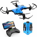 DROCON Ninja Foldable Drone for Kids and Beginners with 720P FPV HD Wi-Fi 90° Rotating Camera with Wide-Angle Lens, Real-time Live Video, Altitude Hold, One-Key Take-Off/Landing, Gravity Sensor, Blue
