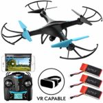 Drones with Camera for Adults or Kids – U45WF WiFi FPV Live Video VR Drones for Beginners, RC Remote Control Helicopter Quadcopter Toy w/ 3 Batteries