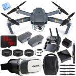 DJI Mavic Pro Quadcopter Drone Fly More Combo Pack with 4K Camera and Wi-Fi, 3 Batteries, Custom Case, Charging Hub, Three Piece Multi Coated Filter Kit VR Goggles Virtual Reality Experience