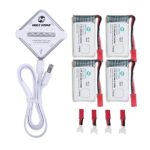 Holy Stone 4 in 1 Battery Charger and Rechargeable Li-Po Batteries 4Pcs 3.7V 650mAh for RC Quadcopter Drone HS110, HS200, HS120, HS130