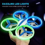 Drone for Kids, EACHINE E65H Mini Drone for Kids and Beginners RC Drone Quadcopter for Kids and No Phone Blue&Green LED Light Firefly Drone Propeller Full Protect Gifts for Kids 8-12 (Blue)