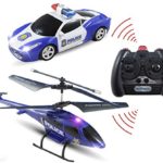 Haktoys HAK329 Mini 3.5 Channel Enforcement Team Police RC Helicopter and RC Car Set | with Gyroscope and LED Flashing Lights | Ready to Fly and Drive | RC Hobby Toy for Kids, Teens and Adults