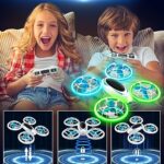 Mini Drone for Kids, Remote Control Drone for Beginners with Headless Mode, Small RC Drone for Kids with Full Propeller Protect, 3 Speeds, 3D Flips, Colorful LED Light, Toys Gifts for Boys Girls, 2 Batteries
