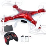 Quadcopter Drone with Camera Live Video, Drones FPV 1080P HD WIFI Camera with Remote Control, FREE Extra Battery and Quadcopters Crash Replacement Kit with LED lights, Easy Use for Beginners Kids RED