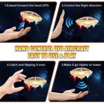 Hand Drones, Hand Controlled Drones, Boy Toys Kids Hand Operated Flying Ball Drone – Hands Free Mini Flying Ball Helicopter with 2 Speeds & 5 Sensors & 4 Infrared Lights for Boys, Girls, Kids(Gold)
